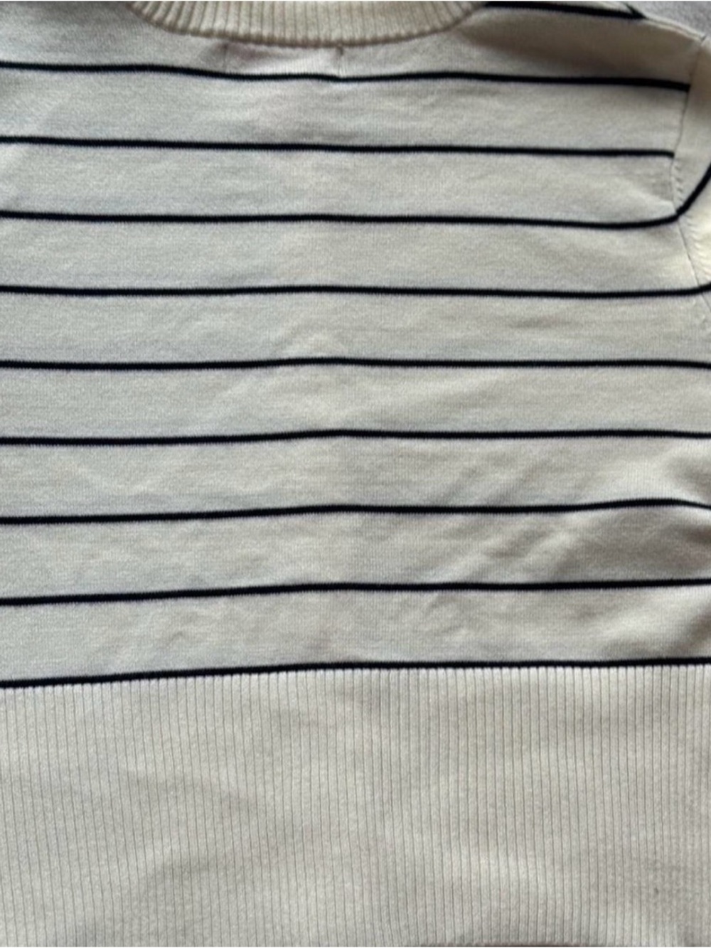 Like New Cream and Navy Striped Button-Up Sweater -Size XL (runs small) - Picture 5 of 6